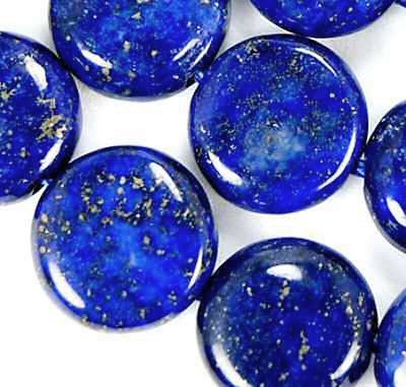12/14/ 16mm Natural Indigo Blue Lapis Lazuli Gemstones Coin Loose Beads 15" AAA+ gallery