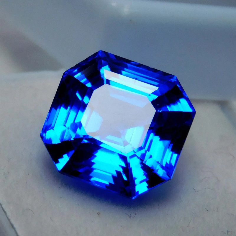 GIE Certified 7.30 Ct Natural Blue Sapphire Sri Lanka Asscher Cut Loose Gemstone