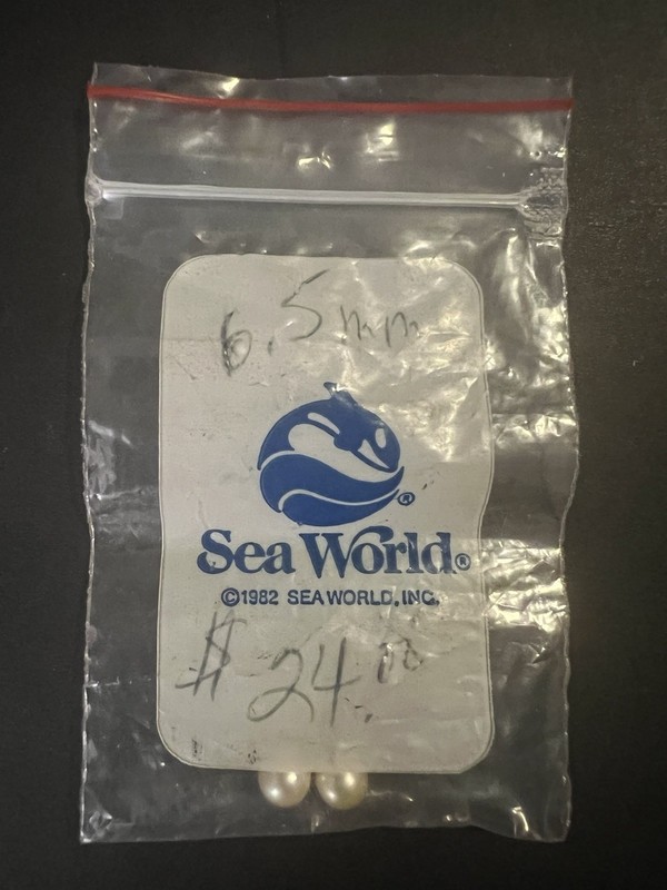 ‘Sea World 1982’ Two Loose Cultured Pearls Undrilled 6.5mm