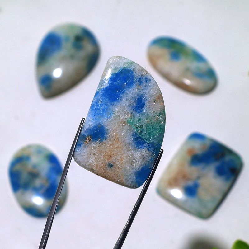 Sky Trapped In Stone~ 5 PC Natural K2 Jasper 31mm-36mm Cabochon Gemstones Lot gallery
