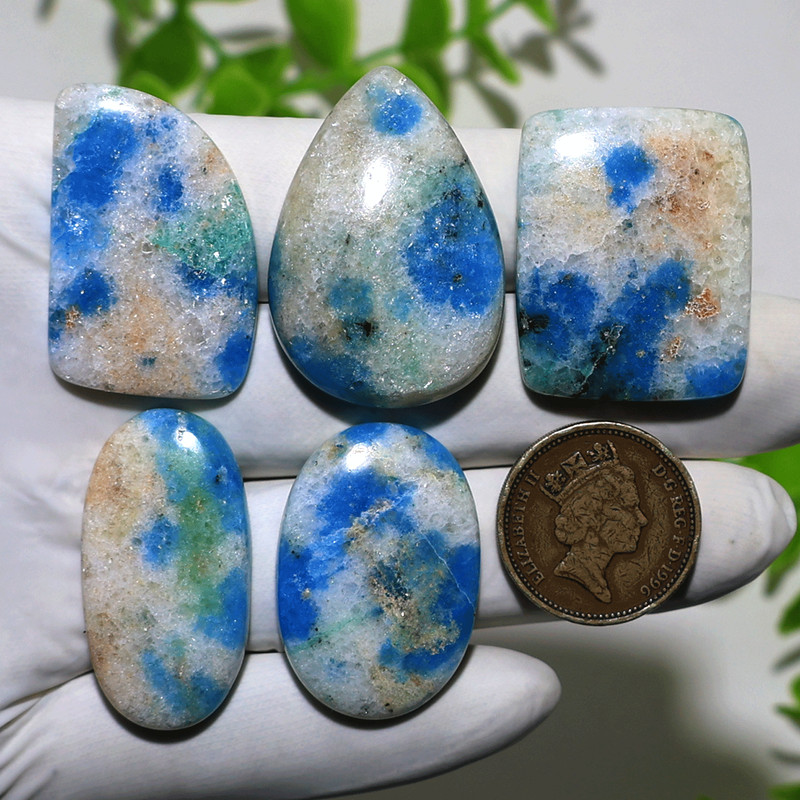 Sky Trapped In Stone~ 5 PC Natural K2 Jasper 31mm-36mm Cabochon Gemstones Lot gallery