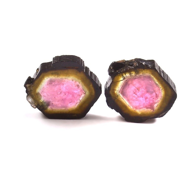 Loose Gemstone Natural Watermelon Tourmaline Smooth Polished Slices A524