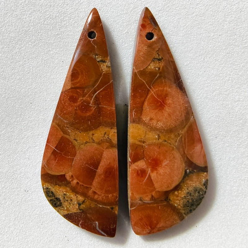 28 Cts Natural Peanut Obsidian Drilled Match Pair Cabochon Gemstone 35.9×12.3 MM