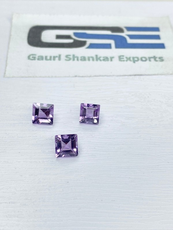 Pink Amethyst Faceted Square Cut Loose Gemstone 3×3 MM TO 10×10 MM Natural DG