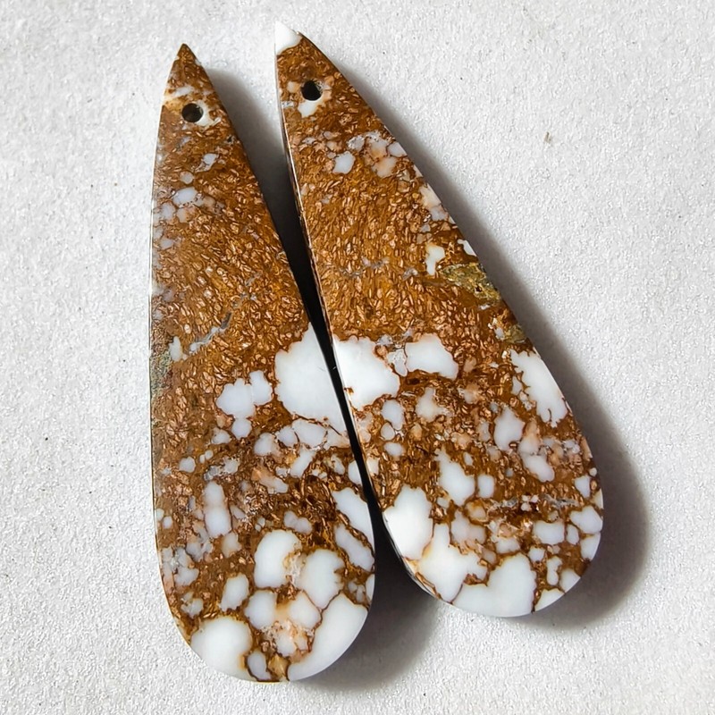 64 Cts Natural Wild Horse Magnesite Jasper Drilled Match Pair Cabochon Gemstone gallery