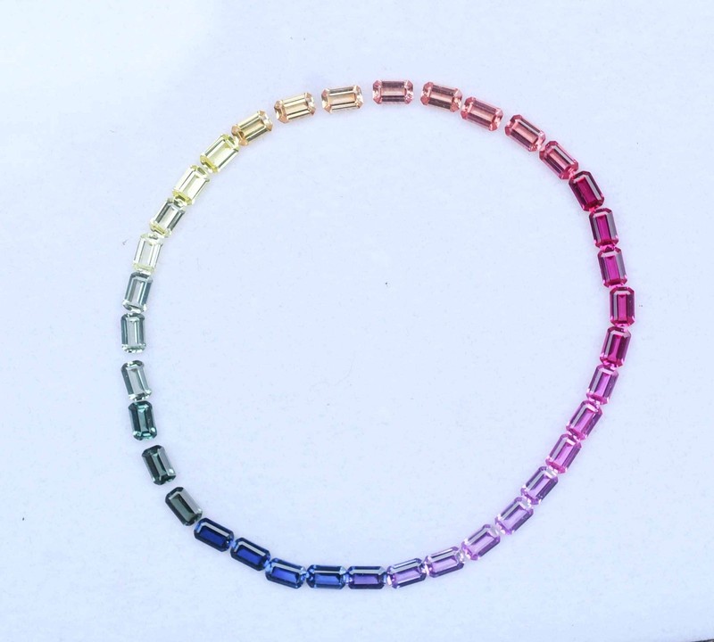 3×5 mm Natural Rainbow Sapphire Emerald Cut 36 pcs Stunning Loose Gemstone