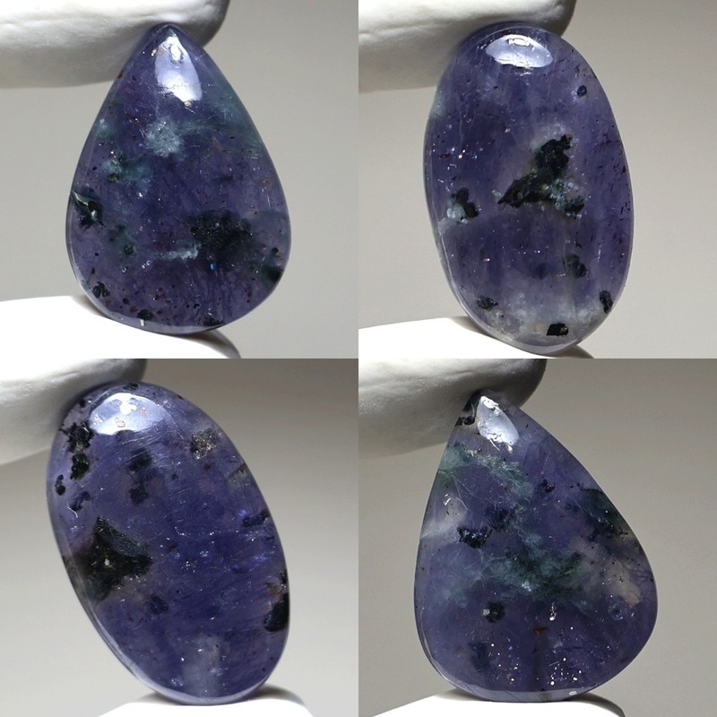 Twilight Scatter~ 4 PC Natural Iolite W/ Hematite Inclusion 28mm-31mm Cabochons