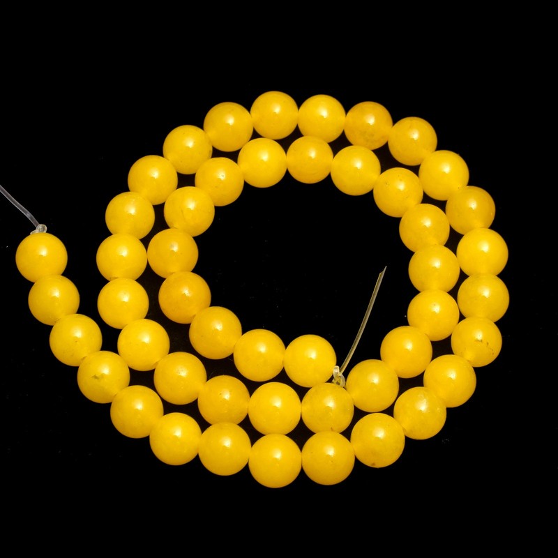 Genuine Yellow Jade Loose Beads Round Shape 4mm, 6mm, 8mm Gemstone Strands YJ765