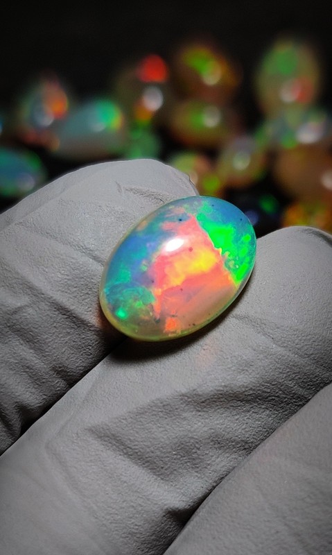 3.8 ct natural ethiopian opal cabochon Welo Fire Intense Play of color Gemstone gallery