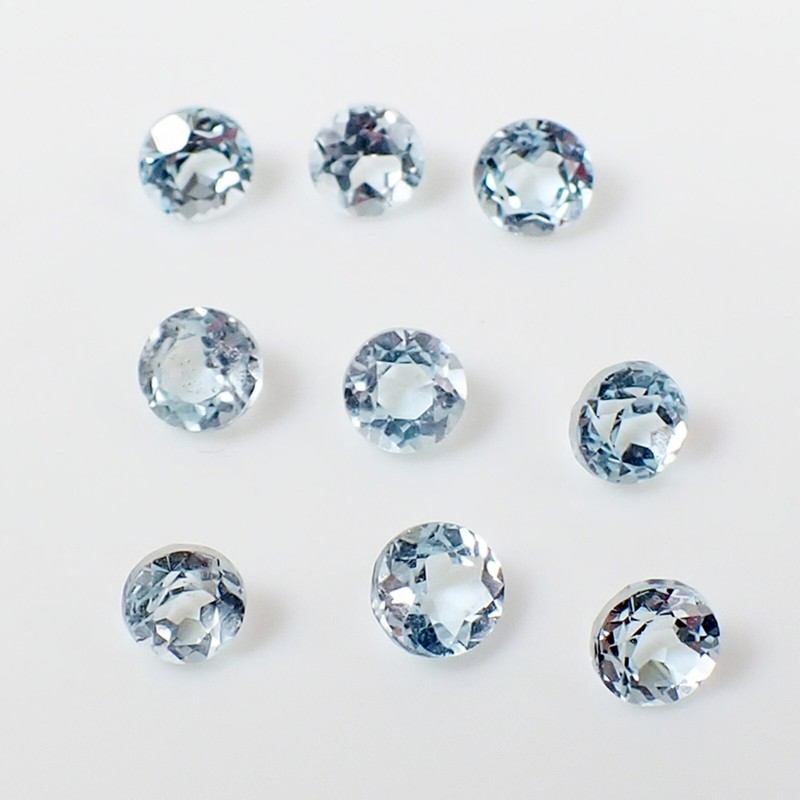 3.50 mm Round Light Blue Natural Aquamarine Loose Gemstone, 0.23 carat