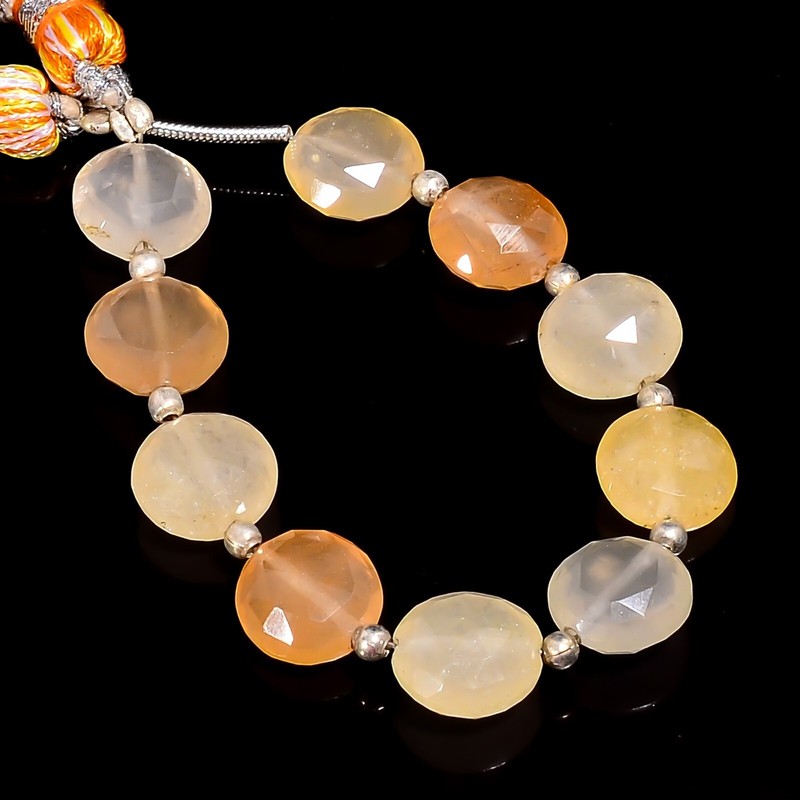 Natural Tangerine Quartz Gemstone Coin Faceted Beads 10X10X4 mm Strand 4″ E-2322