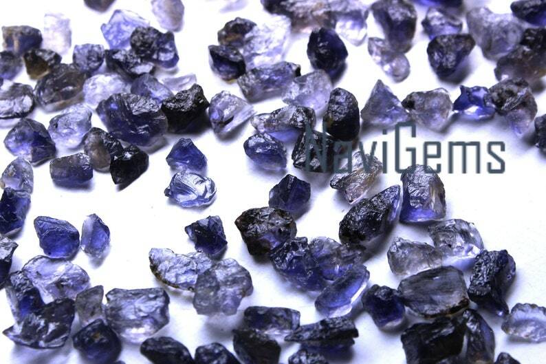 AAA Quality 50 Pieces Natural Iolite Rough Loose Gemstone Uneven Shape 6-8 MM