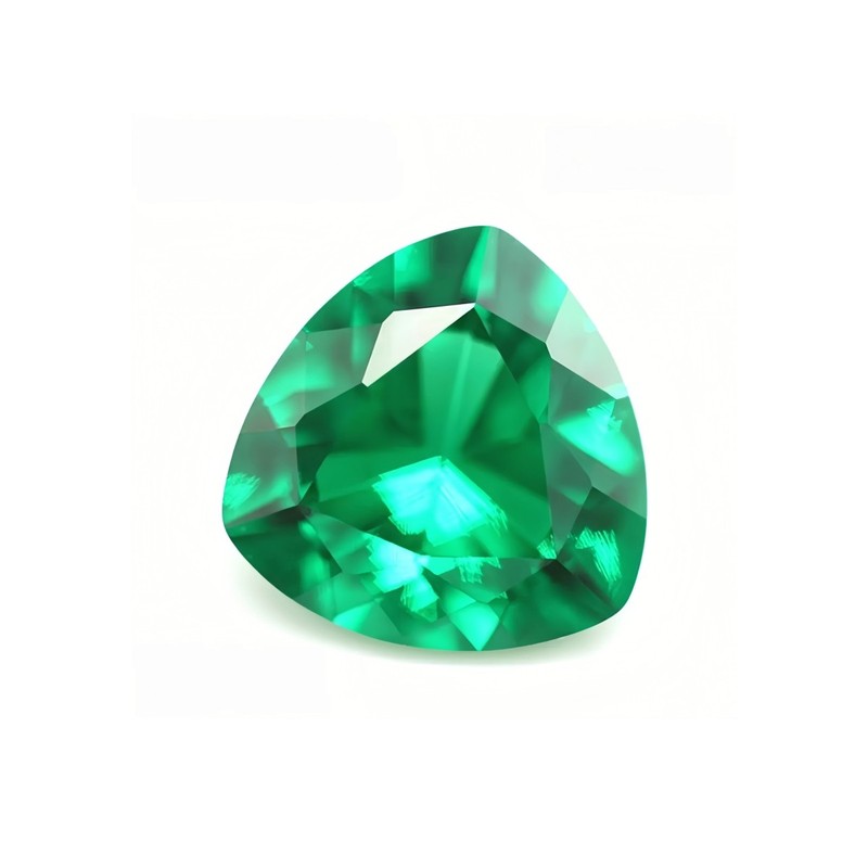 Triangular Faceted Emerald Trilliant Cut Rich Green Emerald Gem Multiple Sizes
