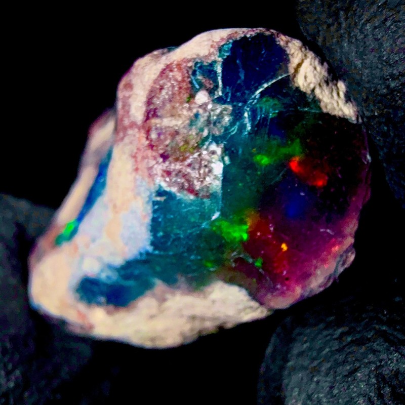 Natural Opal, Ethiopian Black Fire Dry Opal gemstone, Opal rough 7.5 Ct 16x12 mm gallery