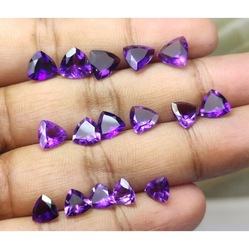 [WHOLESALE] NATURAL AMETHYST FACETED TRILLION SHAPE LOOSE GEMSTONE