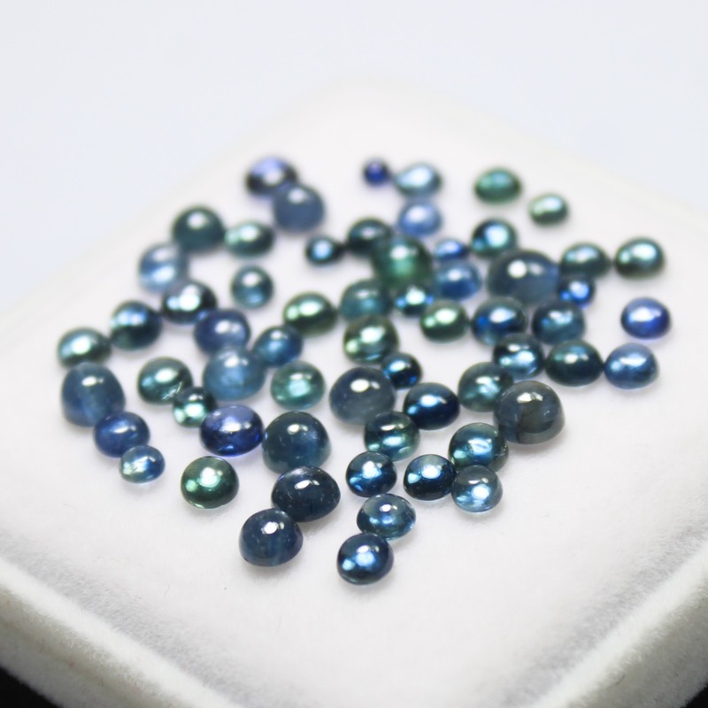 Natural Blue Sapphire Piece In Round Shape Cabochon Lot 2 mm, 3 mm, 4 mm, 5 mm
