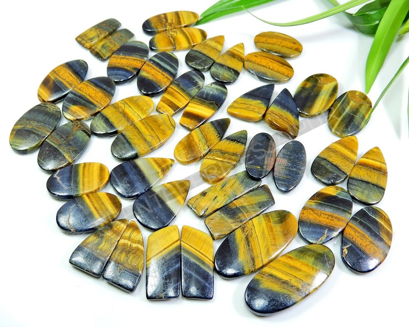 NEW ARRIVAL~Natural Tiger Eye Matched pair Mix Shape Pair 75 Pair Wholesale Lot gallery