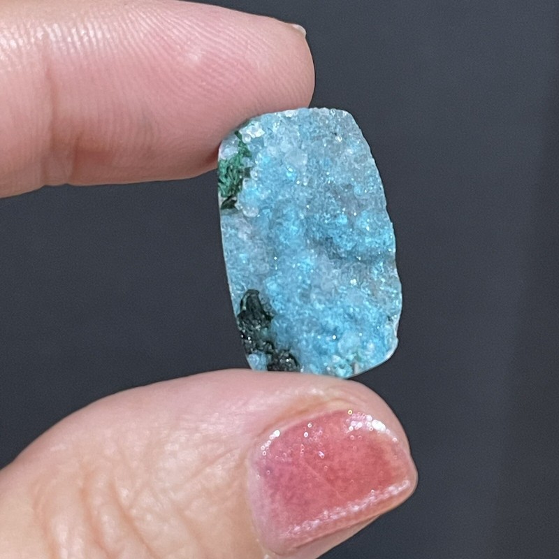 20ct 23x14x8mm Sparkly Light Blue Chrysocolla And Malachite Druzy Cabochon gallery