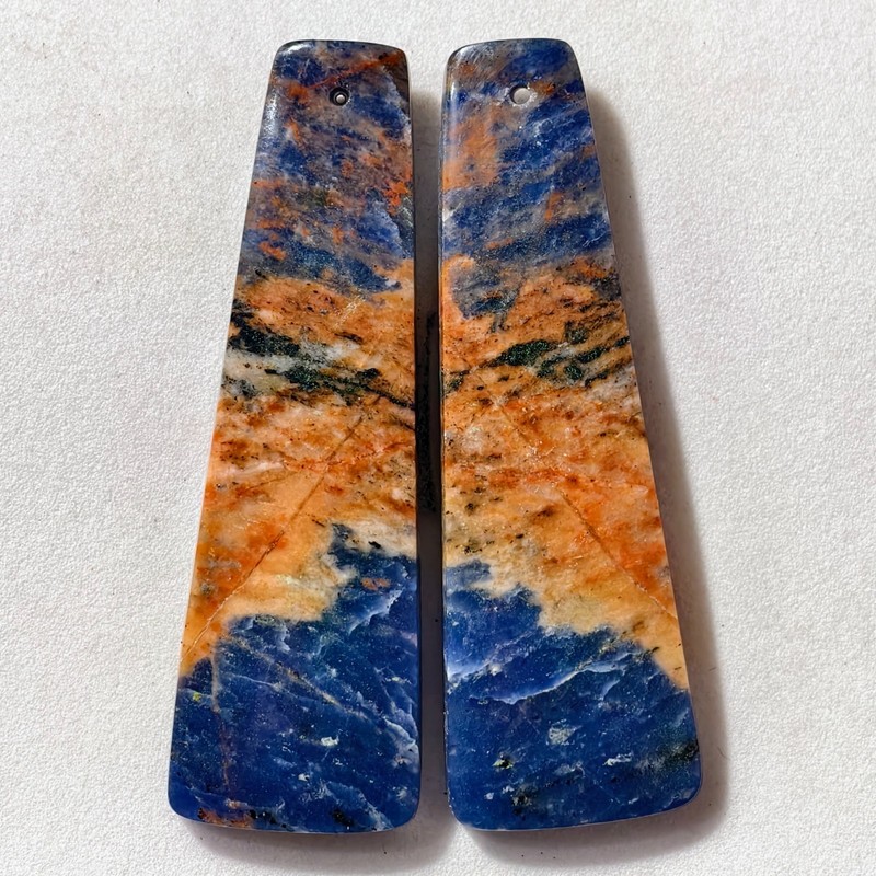 50 Cts Natural Sodalite Drilled Match Pair Cabochon Gemstone 47.6 X 15.1 MM