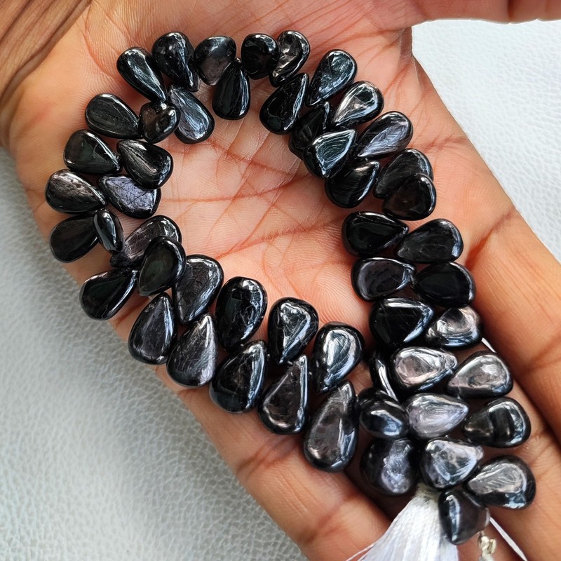 Canada Golden Shine Hypersthene 10x7-12x9mm Smooth Pear Shape Gems 8.5" Strand gallery