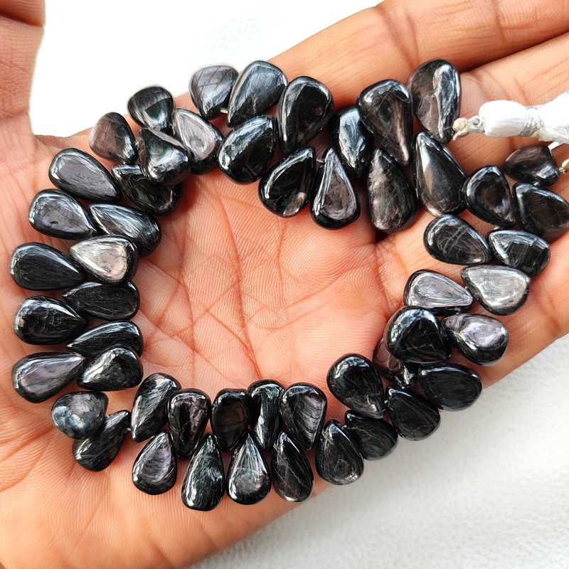 Canada Golden Shine Hypersthene 10x7-12x9mm Smooth Pear Shape Gems 8.5" Strand gallery