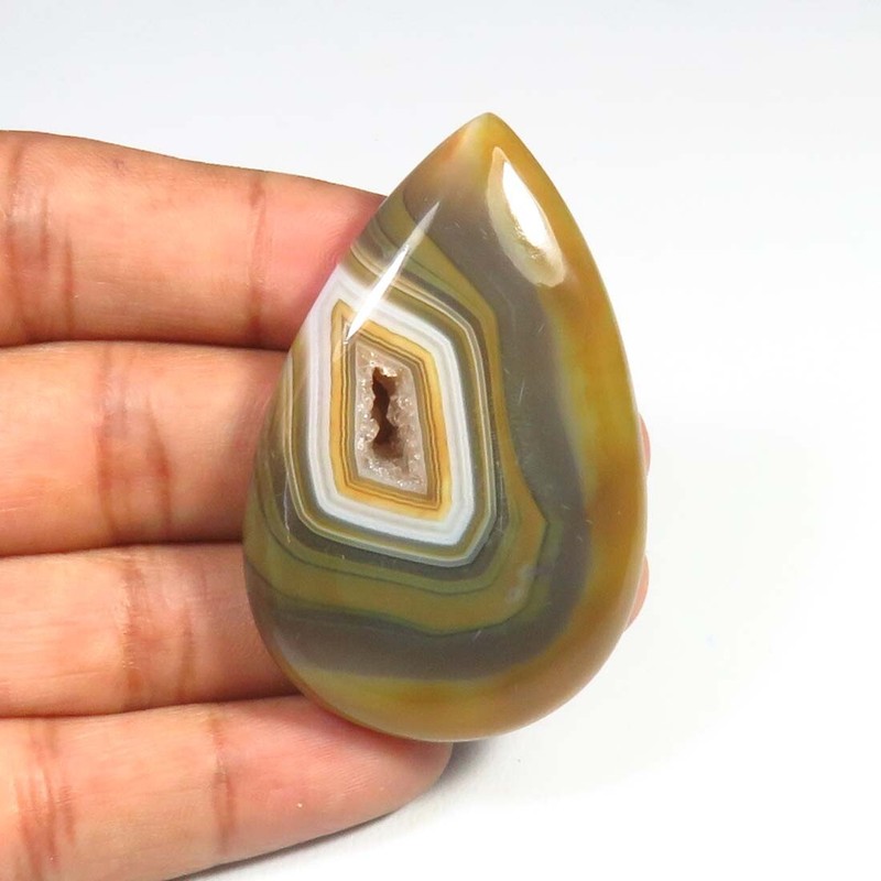Natural Onyx Agate Gemstone Loose 52×34 mm Onyx Geode Pear Cabochon DIY OND-1366