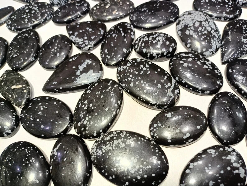 AAA+ Natural Snowflake Obsidian Wholesale Lot Untreated Cabochon Loose Gemstones