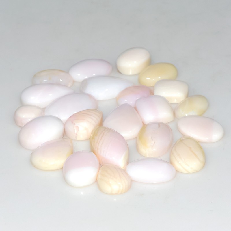 23 Pcs 61 Cts Synthetic Pink Opal Cabochon Loose Gemstone Lot 16x7 6x6mm #3768 gallery