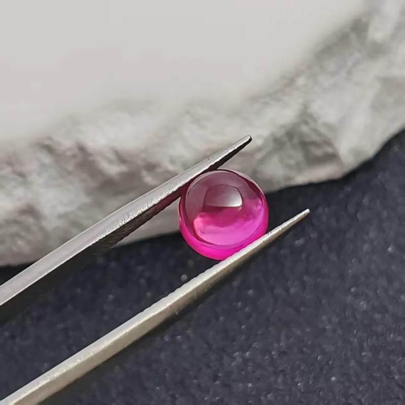8 x8 mm hot pink sapphire Round Cabochon Smooth Polished Surface Flat Back 2 Pcs