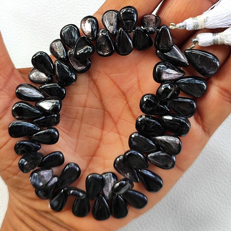 Canada Golden Shine Hypersthene 10x7-12x9mm Smooth Pear Shape Gems 8.5" Strand gallery