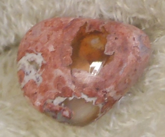 17 carats Mexican Fire Opal pink Cabochon Freeform play of color 21x17x8.8mm gallery