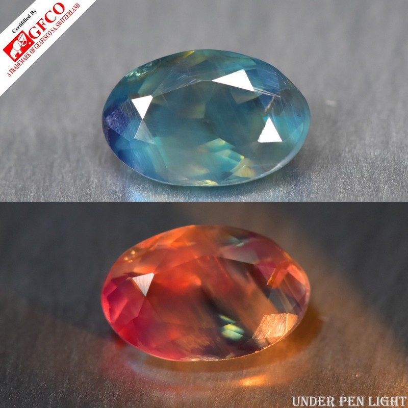 0.52Ct GFCO CERTIFIED_Natural Color Change ALEXANDRITE Oval Gemstone_Sri-Lanka