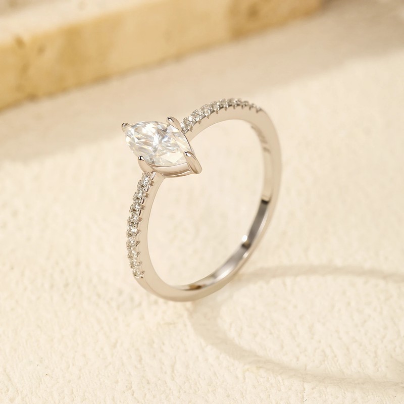 1ct VVS1 Rhombus Ring Moissanite 925 Sterling Silver For Women Bridal Jewelry