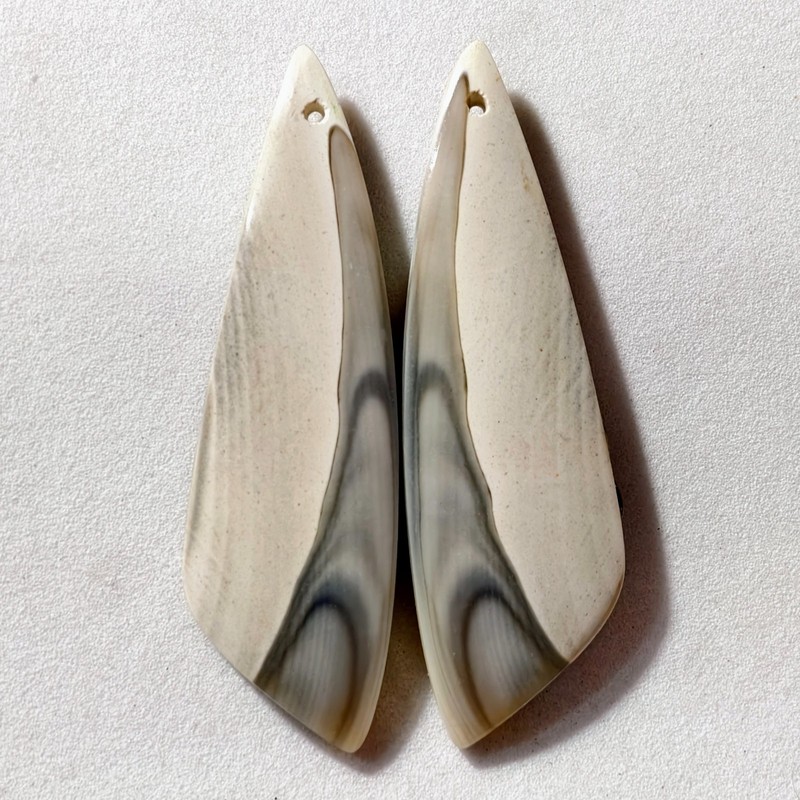 40 Cts Natural Flint Drilled Match Pair Cabochon Gemstone 48.4X14.6 MM