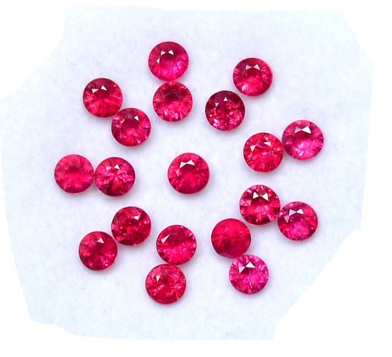 3 mm Natural Ruby Round Cut Lot 22 Pcs Calibrated Loose Gemstones
