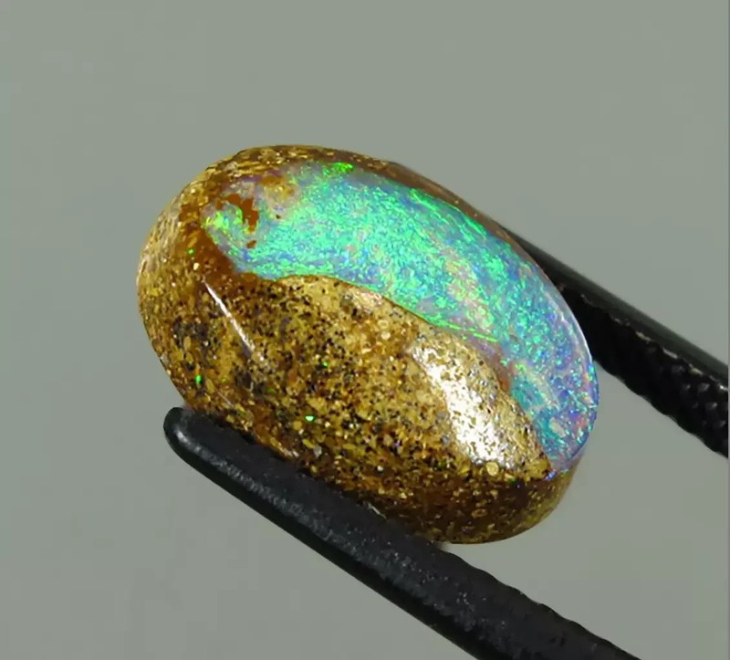 Natural Australian Boulder Opal Cabochon Stone 12mm x 9mm x 4mm gallery