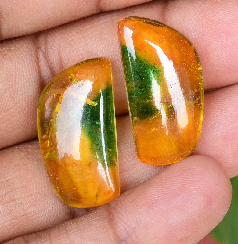 37.75 Ct Pair Of Watermelon Tourmaline Doublet Gemstone Certified Jewelry Use