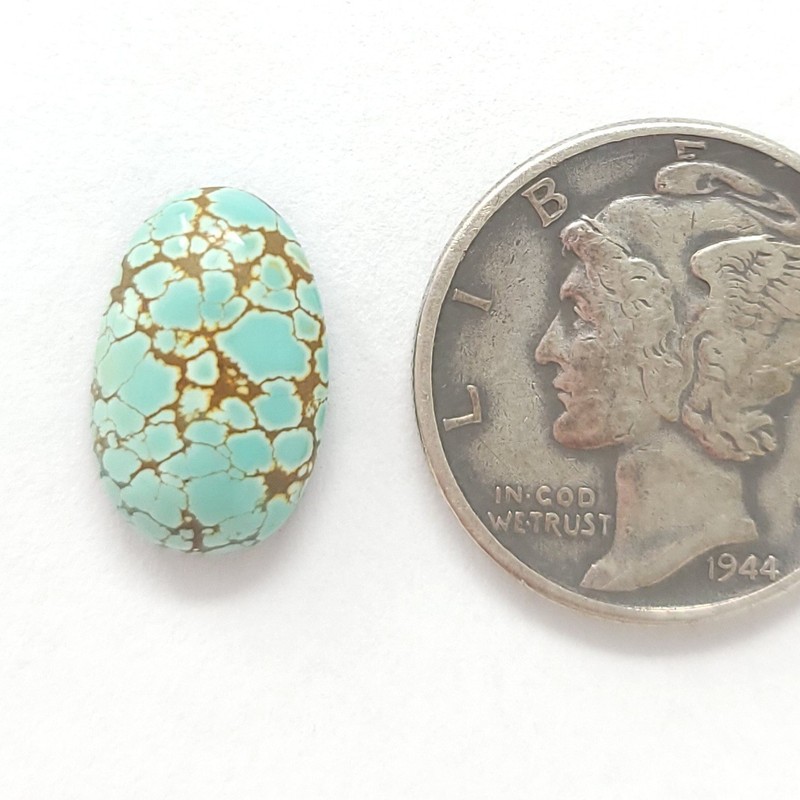 Natural Webbed Iron Maiden Turquoise Free Form Oval Cabochon 3 Carats Hand Cut