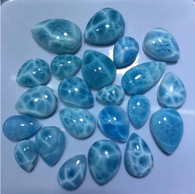 Natural Dominican Sky Blue Larimar 5 Pcs Cabochon Gemstones 50 Cts Wholesale Lot