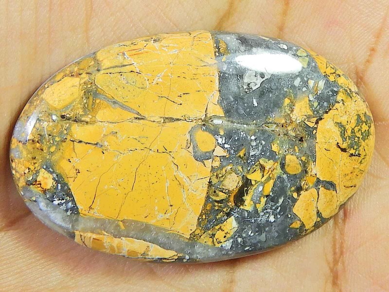 68Cts. Natural Maligano Jasper Oval cabochon Palm Crytsal Gemstone 27X44MM K031 gallery