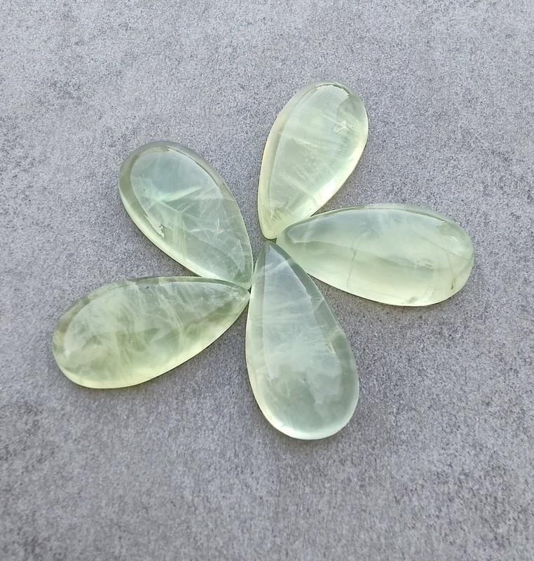 8x16mm Prehanite Natural Long Pear Cabochon Loose Gemstone