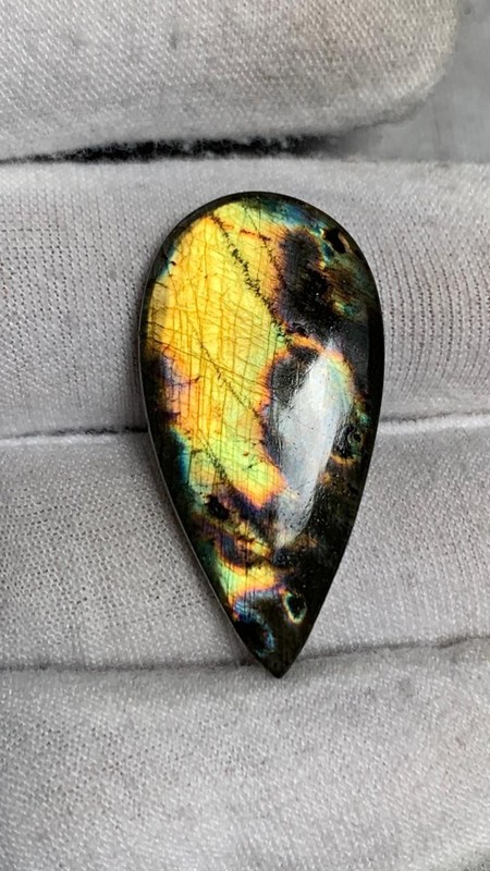 36carats Spectrolite Labradorite 37×19×6mm Size Cabochon Pear Shape