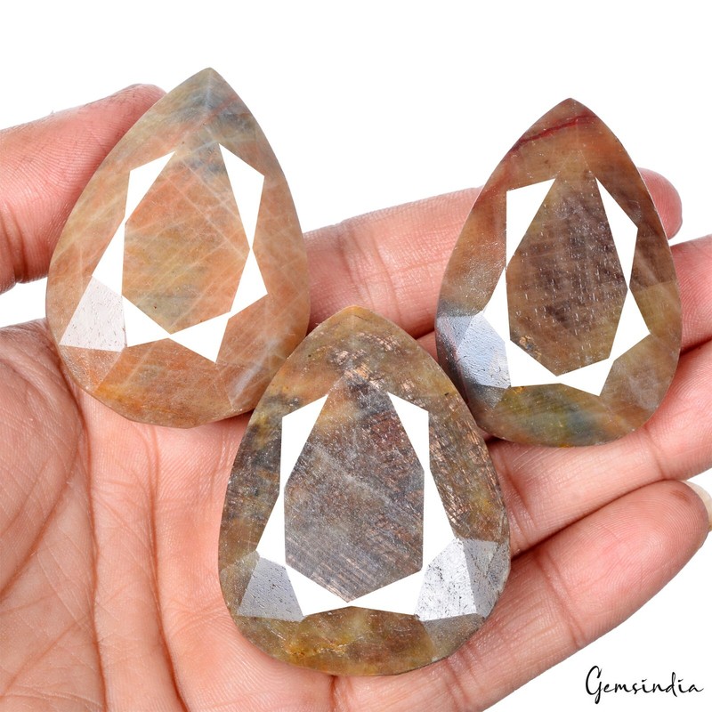 1070 Cts/3 Pcs Natural Untreated Brown Sapphire Pear Faceted Cut Loose Gems Lot
