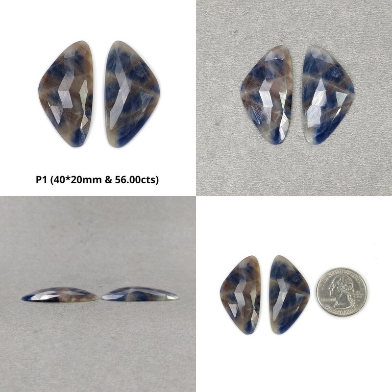 Untreated Multi Bi-Color Sapphire Gemstone Oval, Uneven Shape Pair For Jewelry