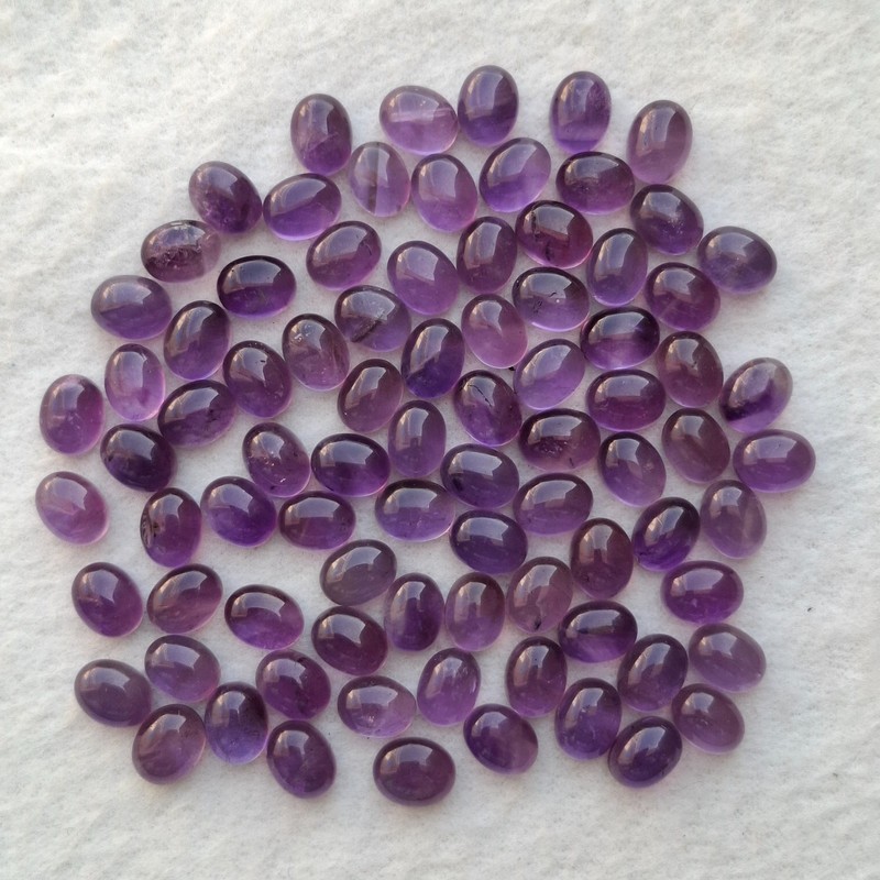 80 Pcs Purple Amethyst Oval Cabochon 7x9mm Approx AMJ2031
