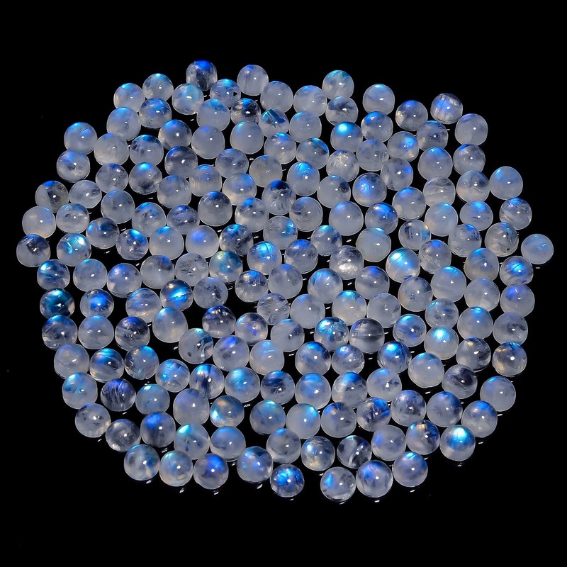 Natural Rainbow Moonstone Round Shape Cabochon Gemstone Lot 20 Ct 5X5X3mm EEL-34