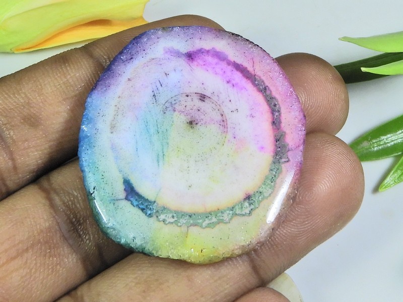 37X40X06MM Dyed Solar Druzy Agate 86Cts. Fancy Cabochon Loose Gemstone h324 gallery