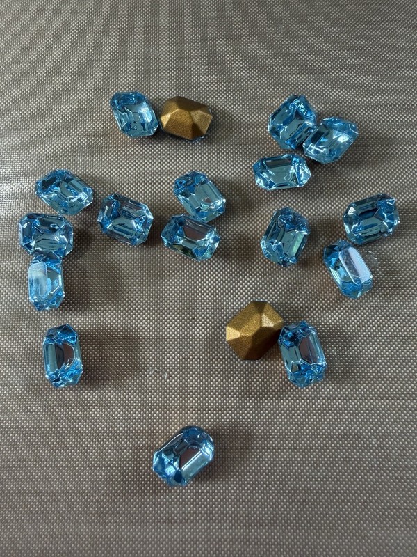 75 pc Aquamarine Emerald Shape Gemstones, Emerald Cut Swarovski Faceted Stones