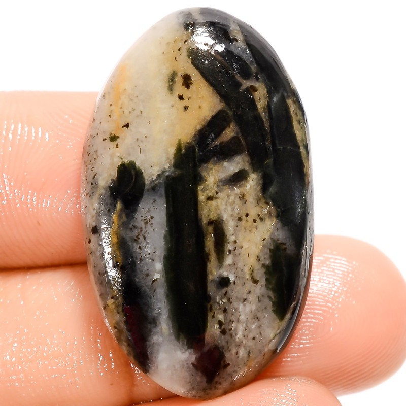 Black Tourmaline Quartz Oval Cabochon Loose Gemstone 32 Ct. 31X18X5 mm X-20337