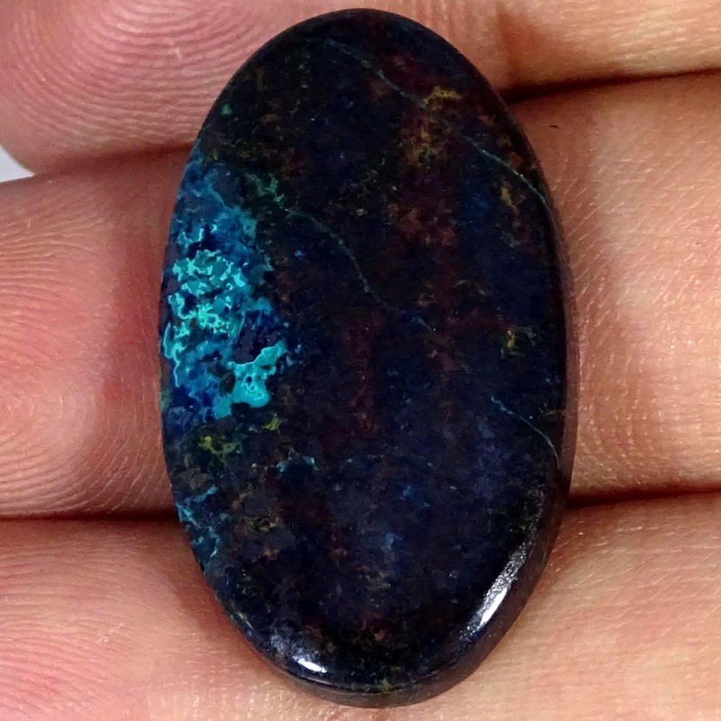 28.70Cts. AA+ Natural Azurite Shattuckite Oval Cabochon Gemstone 17X30X4MM